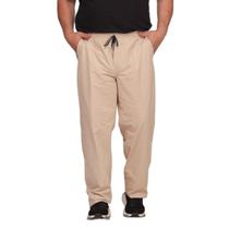 Calça Masculina Plus Size De Sarja Elastico Na Cintura E Cordão Ajustador