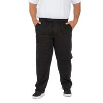Calça Masculina Plus Size De Sarja Elastico Na Cintura E Cordão Ajustador