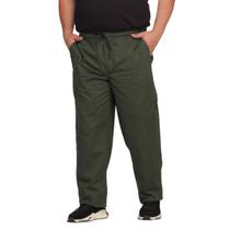 Calça Masculina Plus Size De Sarja Elastico Na Cintura E Cordão Ajustador