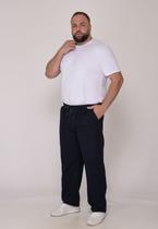 Calça Masculina Plus Size Sarja Azul Marinho