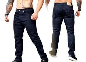 calca masculina preta studio jeans com strech premium