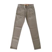 Calça Masculina Sarja com Elastano Bolso Chino Alfaiataria Social Cáqui Wolfgan