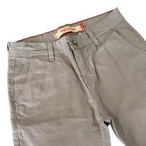 Calça Masculina Sarja com Elastano Bolso Chino Alfaiataria Social Cáqui Wolfgan