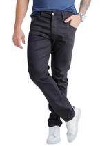 Calça Masculina Sarja Slim Botão Prata Black Wash