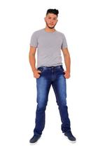 Calça Masculina Skinny Jeans Escura com Amassadinho