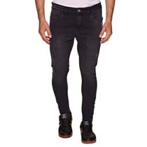 Calça Masculina Skinny Preto Barra Desfiada