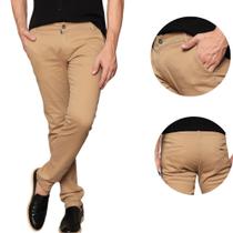 Calça Masculina Social Sarja Slim Fit C Lycra Bolso Faca