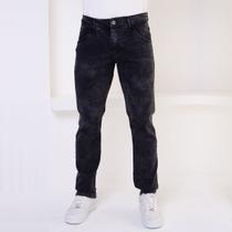 Calça Masculina Tradicional Black Com Jeans Marmorizado New