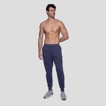 Calça Masculina Treino Com Bolsos Zíper e Punho - MESCLA MARINHO G Calça Masculina Treino Com Bolsos Zíper e Punho - MESCLA MARINHO G