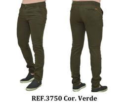 Calça Masculino Chino Sarja Slim Esporte Fino Elastano Colorida Malloy