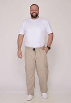 Calça Masculino Plus Size Sarja Bege Escuro Calça Masculino Plus Size Sarja Bege Escuro