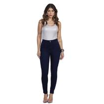 Calça Max Denim Cos Alto Flat Belly Feminino - Jeans escuro