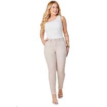 Calça Max Denim Cos Alto Premium Feminino - Bege Calça Max Denim Cos Alto Premium Feminino - Bege