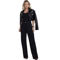 Calça Max Denim Wide Leg Feminino - Preto