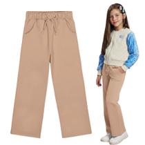 Calça Menina Cinti em Moletom Wide Leg Bege Tamanho:14 Calça Menina Cinti em Moletom Wide Leg Bege Tamanho:14