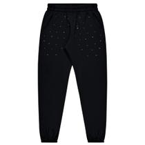 Calça Menina em Moletom Felpado com Strass Preto - Angerô