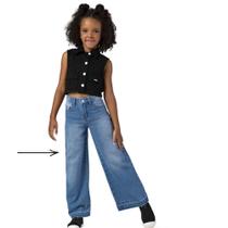 Calça Menina Mania Kids Wide Leg Jeans Azul Médio Tamanho:10Cor:Igual da foto Calça Menina Mania Kids Wide Leg Jeans Azul Médio Tamanho:10Cor:Igual da foto