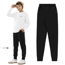 Calça Menino Juvenil And.go em Moletom Felpado Preto Liso Tamanho:14 Calça Menino Juvenil And.go em Moletom Felpado Preto Liso Tamanho:14
