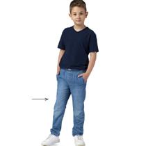 Calça Menino Mania Jeans Jogger Fecho Elástico Azul Médio