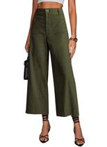 Calça Miduo Cintura Alta Cropped Pantalona com Bolsos Calça Miduo Cintura Alta Cropped Pantalona com Bolsos