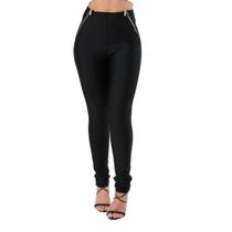 Calça Moda Feminina Skinny Com Zíper No Cós Alto Elegância e Inovação Tendencia