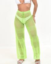 Calça moda praia tecido tricôt feminina fashion