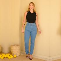 Calça Modeladora Com Cinta Lipo Clara Com Jeans Marmorizado New