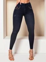 Calça Modeladora Escura com Strass Original Pit Bull Jeans Ref 62926