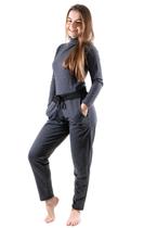 Calça Moletinho 4 Estações Feminina Cós Alto Lisa Moda Skin Confortável Cinza Escuro