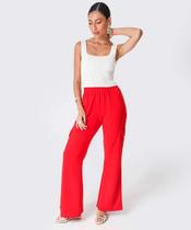 Calça Moletinho Feminina Cargo Pantalona Marisa Vermel-75032 Calça Moletinho Feminina Cargo Pantalona Marisa Vermel-75032