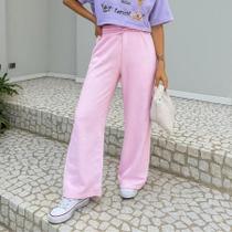 Calça Moletinho Track Feminina Rosa Bebê Confortável Estilo Urbano tamanho M Calça Moletinho Track Feminina Rosa Bebê Confortável Estilo Urbano tamanho M