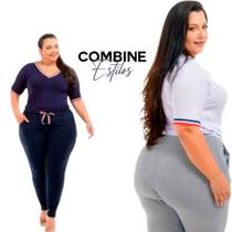 Calça Moletom Algodão Ribana Plus Size Para Gordinhas Quentinha Para O Inverno