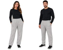 Calça Moletom Com Bolsos Cinza Claro Flanelado Unissex Cor:CinzaTamanho:M
