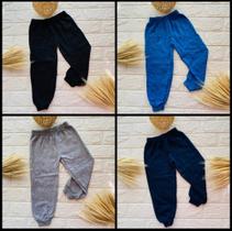 Calça moletom com punho infantil juvenil unissex kit com 2