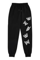 Calça Moletom Estampada Borboleta Branca Estilo Calça Moletom Estampada Borboleta Branca Estilo