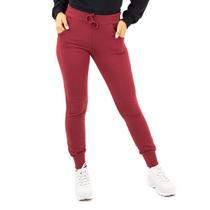 Calça moletom feminina flanela punho bolso cordão inverno