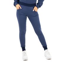 Calça moletom feminina flanelada jogger punho bolso inverno