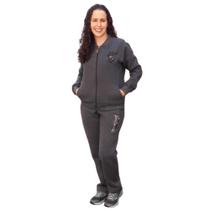 Calça Moletom Feminina Reta Flanelada com bolsos Grafite
