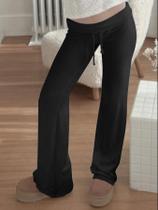 Calça Moletom Feminina Reta Monocromática - Cintura Baixa com Cordão