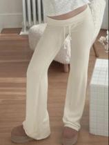 Calça Moletom Feminina Reta Monocromática - Cintura Baixa com Cordão