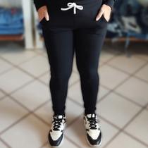 Calça Moletom Feminino Confortável Tecido Malha Crepe Preta M G e GG Calça Moletom Feminino Confortável Tecido Malha Crepe Preta M G e GG