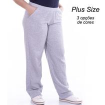 Calça moletom flanelada Plus Size unissex com bolsos Calça moletom flanelada Plus Size unissex com bolsos