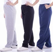 Calça moletom flanelada unissex com bolsos Calça moletom flanelada unissex com bolsos