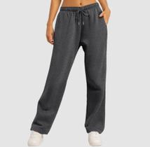 Calça moletom fresquinho de verão cor grafite com barra reta feminina Calça moletom fresquinho de verão cor grafite com barra reta feminina