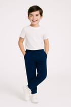 Calça Moletom Infantil Flanelada Escolar Básica Com Punho