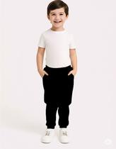 Calça Moletom Infantil Flanelada Escolar Básica Com Punho