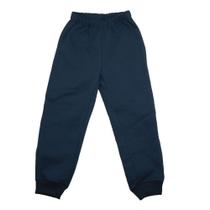 Calça Moletom Infantil Flanelado 4 A 8 anos Azul Marinho Inverno Uniforme escolar dia a dia Pijama frio intenso 100 algodão basico punho Baby Deluxe