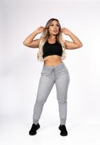 Calça Moletom Jogger Feminina Cinza com Punho Calça Moletom Jogger Feminina Cinza com Punho