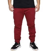 Calça Moletom Jogger Masculino Flanelado Elastano Liso