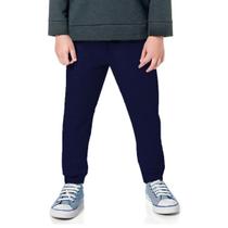 Calça Moletom Juvenil infantil Flanelado 10 a 16 Elastico na Cintura Punho Inverno Uniforme Escolar dia a dia Sem bolso Azul Marinho Baby Deluxe